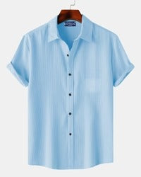 Premium Sky Blue Textured Half Sleeve Casual Shirt