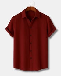 Premium Red Textured Half Sleeve Casual Shirt