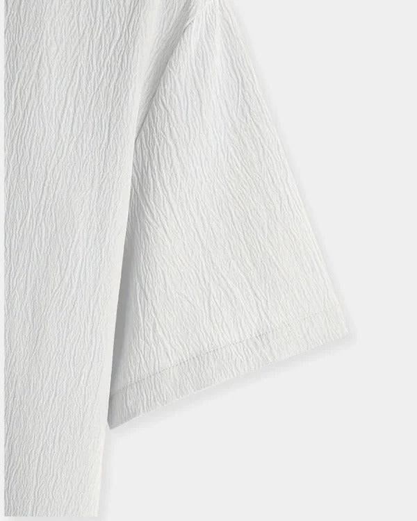 Premium White Textured Half Sleeve Casual Shirt