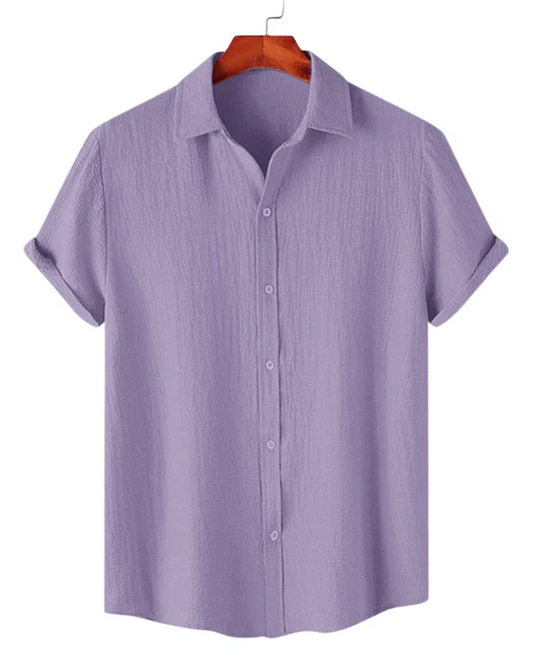 Premium Lavender Textured Half Sleeve Casual Shirt