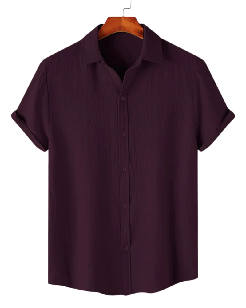 Premium Maroon Textured Half Sleeve Casual Shirt