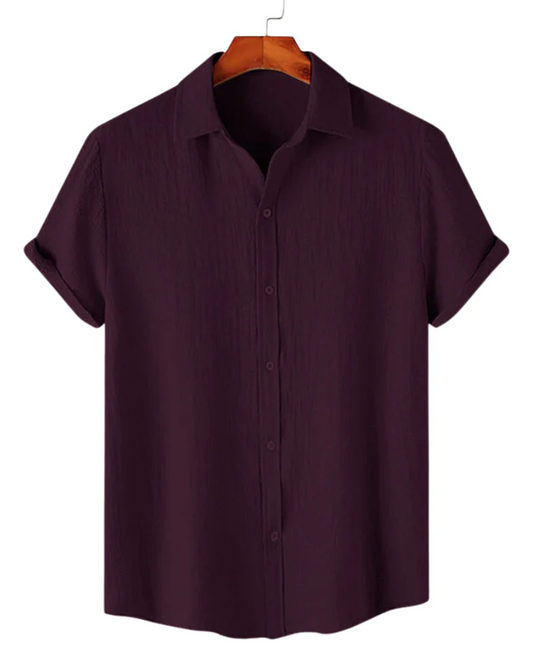 Premium Maroon Textured Half Sleeve Casual Shirt
