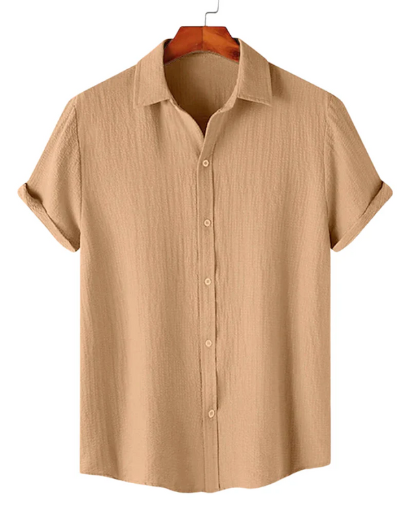 Premium Beige Textured Half Sleeve Casual Shirt