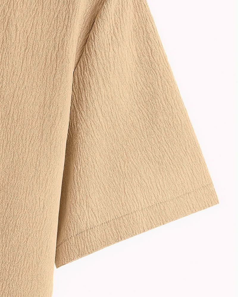 Premium Beige Textured Half Sleeve Casual Shirt