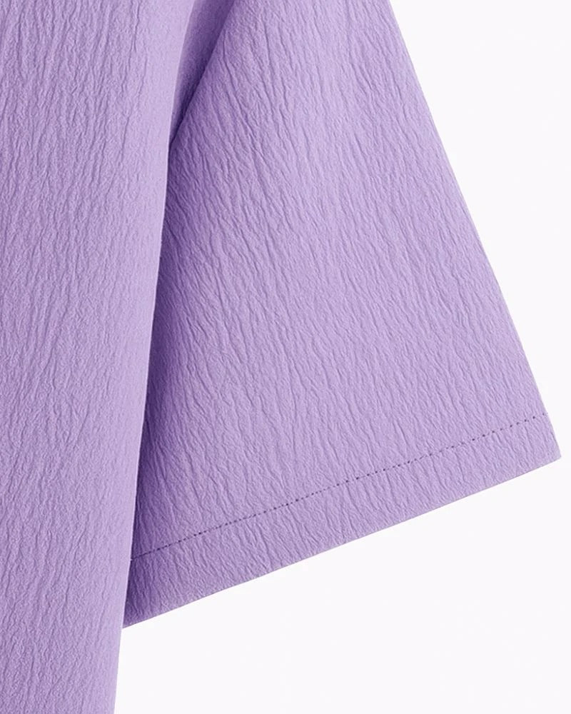 Premium Lavender Textured Half Sleeve Casual Shirt