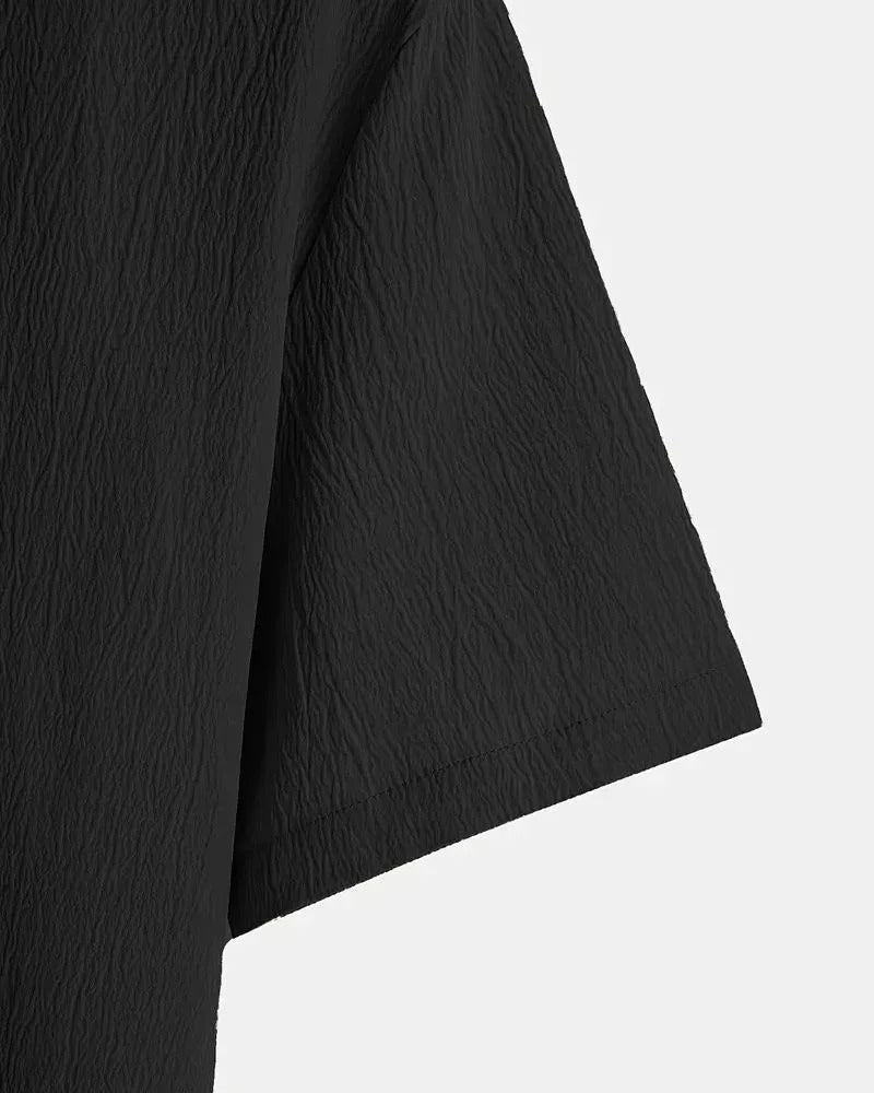 Premium Black Textured Half Sleeve Casual Shirt